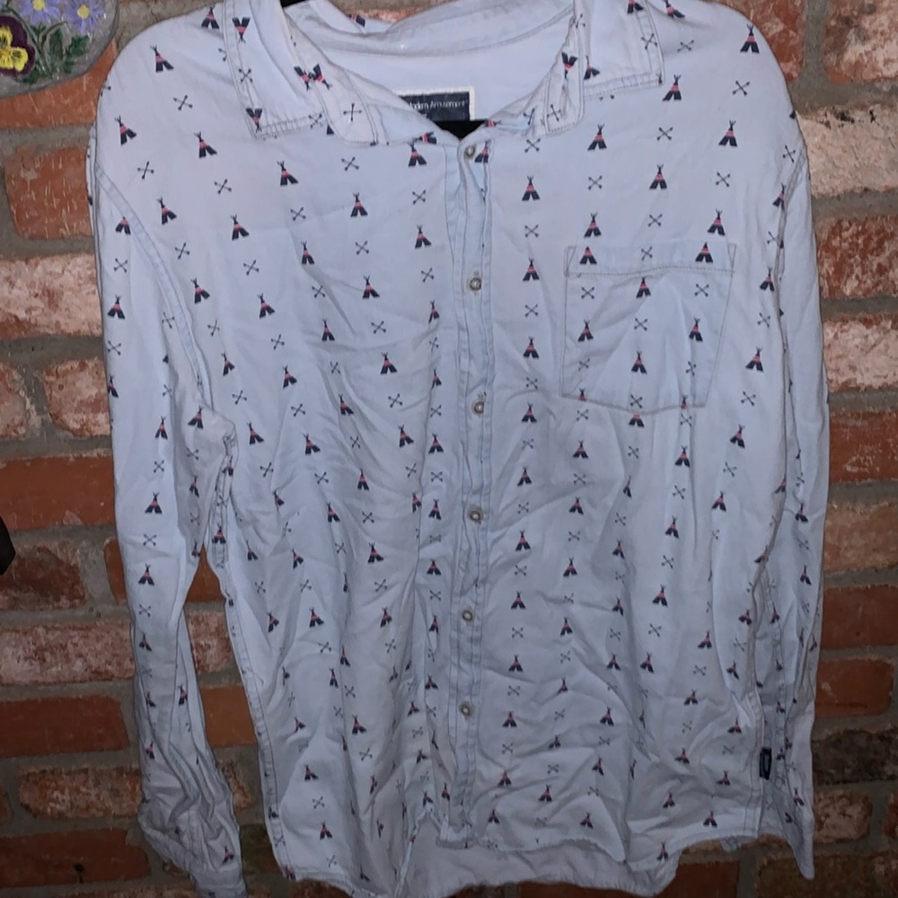 Modern Amusement Teepee Print Button Down Shirt - image 1